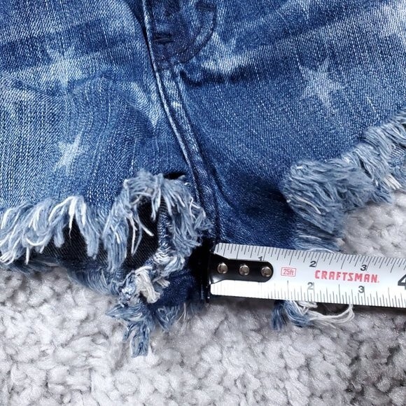 Hollister Star Print Raw Hem High Rise Denim Jean Shorts Size 5 27 Frayed Cutoff - Picture 10 of 11